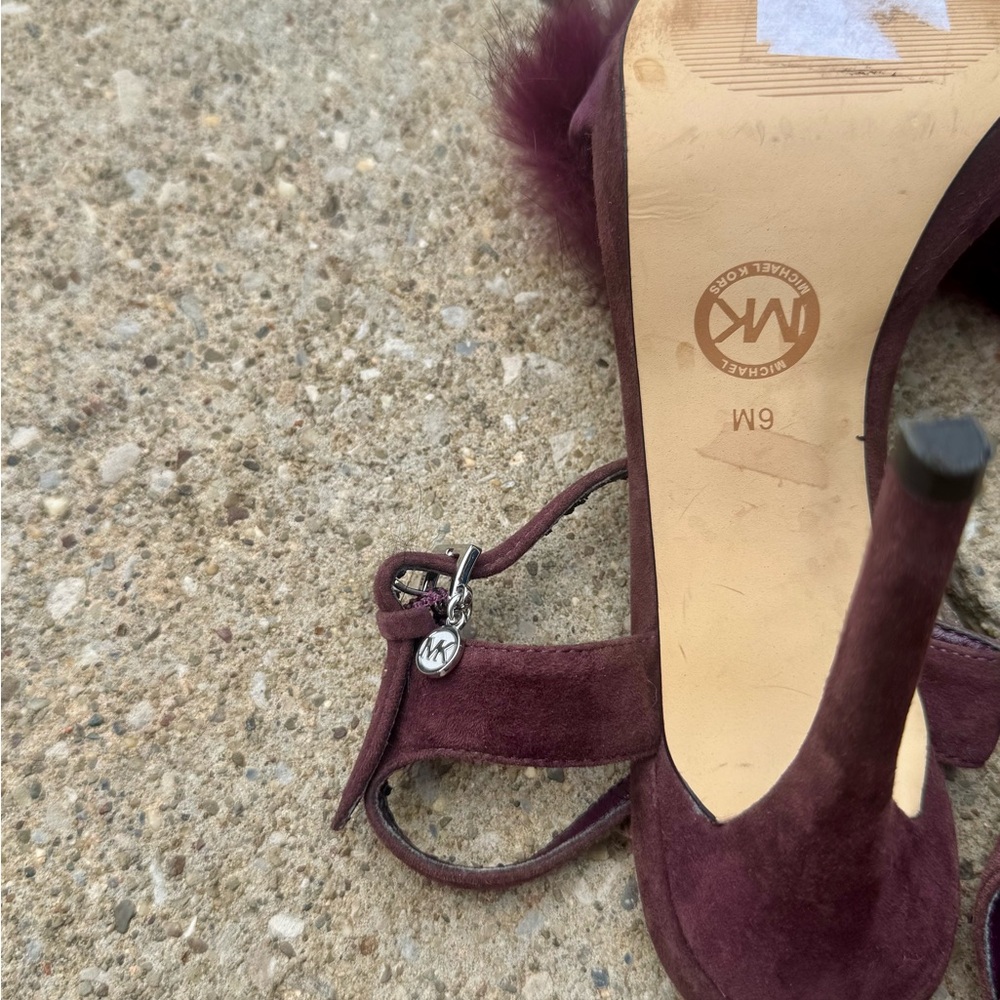 Michael Kors Burgundy Heels with Fluffy Detail - Picture 2 of 13